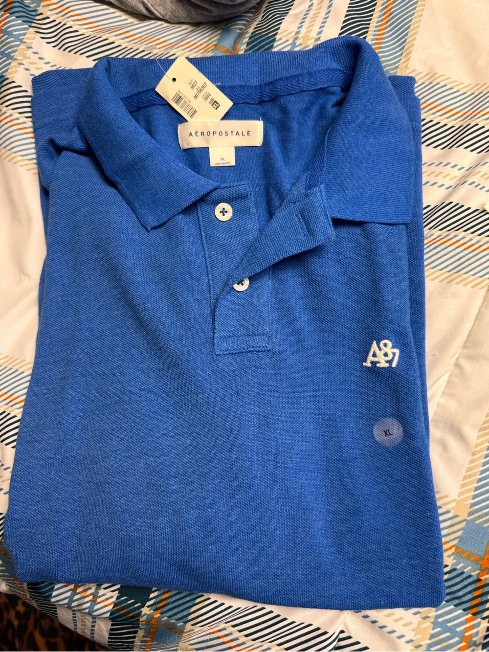Aeropostale Men’s Bright Blue Polo with A87 Embroidery